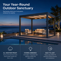 Pergola manuelle en aluminium robuste, résistante au vent et isolante thermiquement, tailles personnalisables pour balcon et extérieur