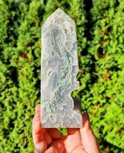 Venta al por mayor de Torre Cuadrada de Ágata Musgosa Natural, Piedra de Cristal Pulido con Punta para Sanación Reiki, Decoración del Hogar, Adorno de Oficina, Regalo - Product Image 2
