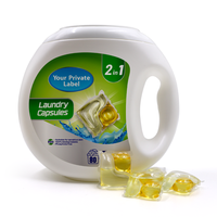 Capsules de lessive jetables à 2 compartiments avec boîte en plastique pour vêtements, 50%-80% d'ingrédients actifs, modèle EL001