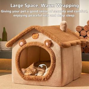 <span class=keywords><strong>Lit</strong></span> pour chat en peluche personnalisé, maison confortable pour chat, tente pour chat <span class=keywords><strong>avec</strong></span> coussin amovible, maison en peluche de haute qualité pour animaux de compagnie - Product Image 4