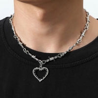 Collier ras du cou Punk en fil de fer pour femmes et hommes, Hip-hop gothique, pendentif cœur, petites épines, chaîne ras du cou, bijoux