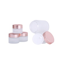 Frascos Redondos de Vidrio Esmerilado para Crema Cosmética de 2oz-16oz con Tapa de Plástico en Varios Tamaños para el Cuidado de la Piel