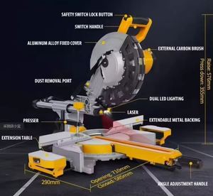 <span class=keywords><strong>Scie</strong></span> <span class=keywords><strong>à</strong></span> <span class=keywords><strong>onglet</strong></span> coulissante simple avec positionnement laser pour la découpe du <span class=keywords><strong>bois</strong></span>, de l'aluminium <span class=keywords><strong>et</strong></span> du plastique - Product Image 5