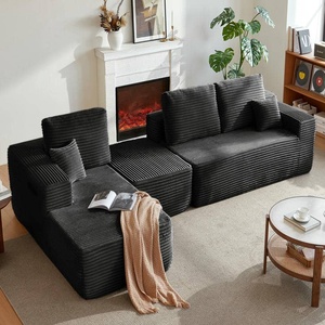 Sofá en forma de L comprimido, sofá seccional convertible moderno de pana, mueble plegable comprimido para el hogar con almacenamiento y ocio. - Product Image 2