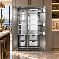 Réfrigérateur électrique double porte en acier inoxydable de 36 pouces, prêt pour l'encastrement, sans givre, écoénergétique, 455 L, pour usage domestique et hôtelier