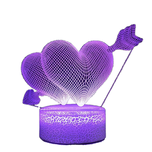 Heart 3D Night <strong>Light</strong> Crack Base Illusion Lamp Custom Room Decorative USB Touch Control LED <strong>Table</strong> Lamp Home Kids Gift Wholesale - Product Image 1