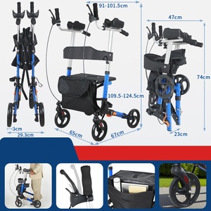 Déambulateurs pour adultes handicapés et personnes âgées, aides à la marche en aluminium à quatre pieds avec 2 <span class=keywords><strong>roues</strong></span>, pour l'entraînement des personnes handicapées - Product Image 5
