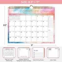 Calendrier 2026 comprenant janvier 2026 et juin 2027 - Calendrier mural mensuel 11x8,5 pouces en carton épais avec dates Julianes