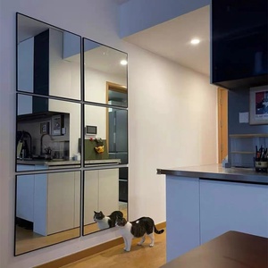 <span class=keywords><strong>Miroir</strong></span> mural décoratif en grille métallique noire, style fenêtre moderne, pour la maison, l'hôtel et les projets d'ingénierie (vente en gros) - Product Image 2