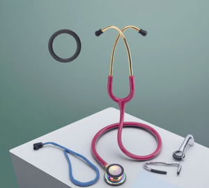 Seratus alat medis merah muda mawar ergonomis, stetoskop plastik fitur pengurang kebisingan sumber daya Manual bersertifikat CE - Product Image 6