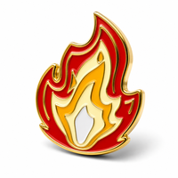 Épinglette personnalisée Flamme de feu en émail dur, badge métallique plaqué or avec attache en caoutchouc, vente en gros, lot cadeau pour veste