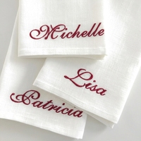 Serviettes de table en lin brodées sur mesure, faites à la main, durables, lavables en machine, multicolores, pour fêtes, occasions spéciales, luxueuses, naturelles, rustiques