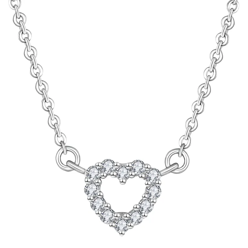 Collier pendentif coeur creux en argent Sterling S925, chaîne clavicule en diamant de luxe, bijoux pour femmes