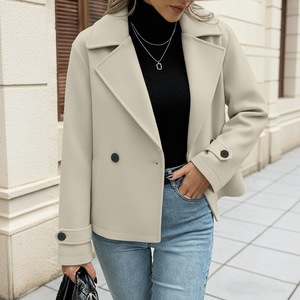 Giacche Eleganti da <span class=keywords><strong>Donna</strong></span> in Offerta, Stile Corto con Collo a Risvolto, Cappotto in Lana Antivento, <span class=keywords><strong>Trench</strong></span> Lungo per l'Autunno e l'Uso Quotidiano - Product Image 2