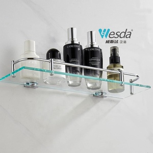 Estante <span class=keywords><strong>de</strong></span> baño flotante <span class=keywords><strong>de</strong></span> vidrio templado Rectangular Wesda, soporte <span class=keywords><strong>de</strong></span> pared <span class=keywords><strong>con</strong></span> borde <span class=keywords><strong>de</strong></span> acero inoxidable, estante <span class=keywords><strong>de</strong></span> ducha montado en esquina - Product Image 6