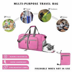Large Capacity Foldable Travel Duffel Bag Waterproof Multi-Purpose with <b>Extra</b>-long Handle Double Zipper and Solid Clasps - Product Image 3