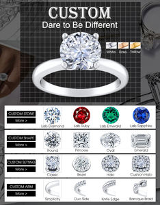 Messi Gems Jewelry <span class=keywords><strong>Hola</strong></span> Diamond Real 14K Gold 4,8mm Lab Diamond Compromiso Anillos de boda para mujeres - Product Image 5