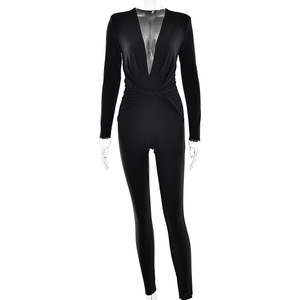 Combinaison sexy à col en V profond, nouvelle collection été, manches longues, moulante, pour femme - Product Image 4