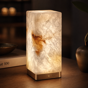 Wiederaufladbare Tragbare Marmor-Tischlampe, Kabellose Warmlicht-Leuchte mit Naturstein-Schirm für Schlafzimmer, Nachttisch, Schreibtisch und Wohnzimmer - Product Image 3