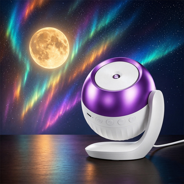 Type-C Galaxy Projector with 24 Patterns 7 White Noise, USB Galaxy Star Projector LED Night Light for Bedroom Home Theater Decor