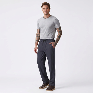 Pantalon de survêtement décontracté pour homme 100 % coton, coupe droite, fermeture à lacets, séchage rapide, écologique, respirant, OEM, directement de l'usine - Product Image 1