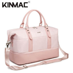 Bolsa de gimnasio de poliéster negro impermeable para mujer Kinmac con compartimento para zapatos, venta al por mayor, equipaje de lona deportivo para viajes - Product Image 1
