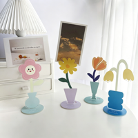 Support photo personnalisé en acrylique pour fleurs, pince à notes, présentoir de bureau, ornement décoratif pour la maison et le bureau