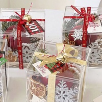 Boîte-cadeau en acrylique de Noël Emballage de boîte-cadeau de luxe Support de cadeau de stockage d'ornement transparent en acrylique avec doublure en velours