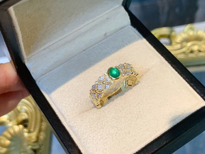 Anillo <span class=keywords><strong>de</strong></span> Oro Amarillo <span class=keywords><strong>de</strong></span> 18K con Esmeralda Natural para Mujer, Joyería Fina LUOWEND - Product Image 5