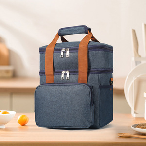 Double Layer Insulated <b>Cooler</b> Bag Leakproof Waterproof Oxford Lunch Bag Multi Pockets Portable Tote for Picnic Camping Travel - Product Image 3