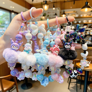 New Style Creative Electroplated Plastic Pom-Pom Beaded Phone Chain Keychain Cartoon Doll Bag Chain Car Small Gift