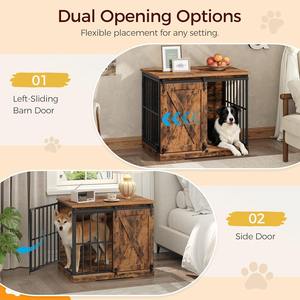 Landhaus-Holz-Hundekäfig als Möbelstück mit Schiebetür im Scheunenstil, Doppeltüren, Kaubeständig für Kleine und Mittelgroße Hunde - Product Image 5