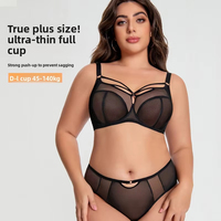 Ensemble soutien-gorge et culotte grande taille pour femmes - Soutien-gorge à couverture complète, bonnets de la D à la L, maintien maximal, sans armatures, respirant, maille confortable, anti-affaissement