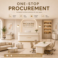Comptoir d'accueil haut de gamme en crème claire, moderne, pour bureau, salon de beauté, avec armoire de rangement