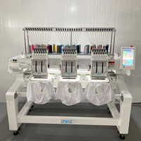 Machine à broder informatisée QS-1203 à trois têtes et 12 aiguilles pour casquettes, t-shirts, logos et étiquettes