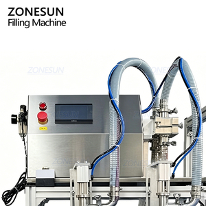 Machine de remplissage de liquides semi-automatique à double tête ZONESUN ZS-TSM07 avec pompe magnétique servo haute performance pour bouteilles, fûts et barils - Product Image 2