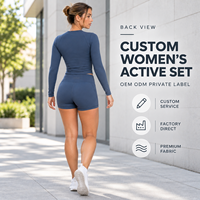 Ensemble deux pièces personnalisé pour femme, col carré, short de sport taille haute pour la gym, l'exercice et les activités de marche en ville