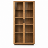 Meuble vitrine en bois et verre pour vin, rangement de bouteilles d'alcool, bibliothèque, vitrine pour salle à manger, salon, cuisine, garde-manger