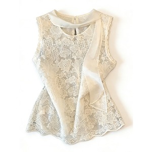 Nouvelle Collection 2026 – Débardeur en Dentelle Florale Transparente Chic à la Française avec Ruban en Mousseline pour Superposition – Vente en Gros - Product Image 5