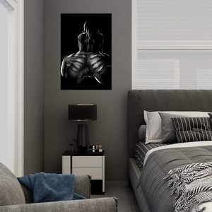 Черно-белая сексуальная картина маслом на холсте: обнаженная пара, абстрактное искусство для спальни, ванной, отеля, домашнего декора, вечеринки - Product Image 2