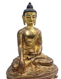 High Quality Nepal India Handicraft Buddha Figurine <b>Statue</b> Tibetan Sculpture Gold Finish Brass <b>Religious</b> Buddhism Metal Casting - Product Image 1