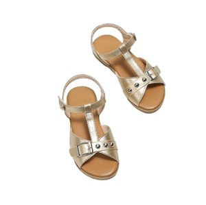 Sandales pour filles, nouvelles sandales d'été à semelle souple antidérapante, chaussures dorées de princesse, sandales rétro - Product Image 1