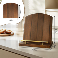 Support de livre de cuisine moderne en bois avec barre métallique dorée, à un seul niveau, pour la cuisine et le bureau (vente en gros)