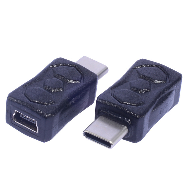 Mini USB Female to Type C/Micro USB Male Adapter Straight Plug for Mobile Phone & Camera with Charging and Data Transfer