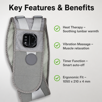 Ceinture de soutien lombaire chauffante rechargeable avec massage vibrant réglable pour un soulagement confortable des douleurs du bas du dos et des soins lombaires
