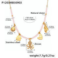 Collar de Piedras Naturales Estilo Bohemio con Colgante de Borla de la Serie Océano con Diamantes