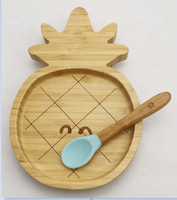 Nouvel ensemble de vaisselle pour enfants en fibre de bambou en forme d'animal 2025, avec bavoir et assiette en silicone, vaisselle pour bébé