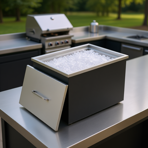 Contenitore per Ghiaccio 21L X 17W X 18H in Acciaio Inox per Cucina Commerciale e Uso Esterno con Tubo di Scarico - Product Image 2