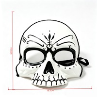 Masque de crâne en sucre mexicain HLC pour le Jour des Morts, masque de squelette noir et blanc demi-visage, masque de cosplay pour le Dia de los Muertos