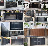 Porte de garage coulissante télescopique électrique intelligente automatique moderne en alliage d'aluminium pour cour de villa, hôpital et parc